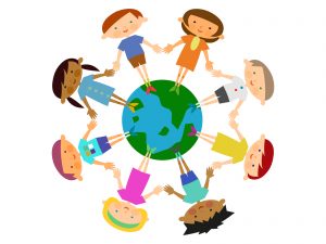 子どもが手を繋ぐ、グローバルな世界