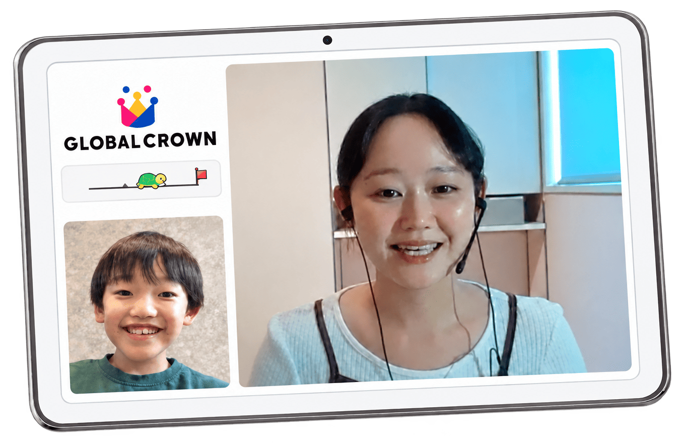 タブレットで先生とレッスンする様子